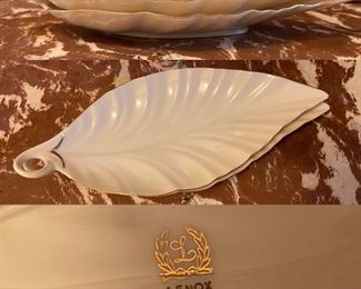Pair Lenox USA Leaf Dishes
