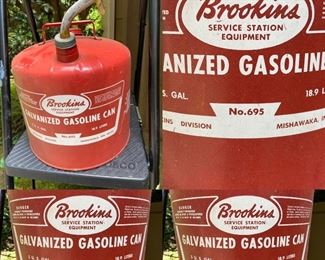 Vintage Brookins Service Station Galvanized 5 Gallon Gas Can No 695