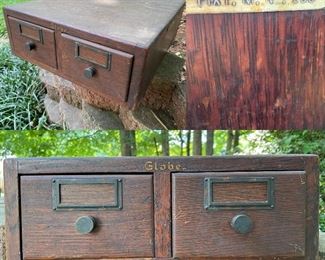 Antique Globe 2 Drawer Wooden File Box
Fixt. M. No. 108