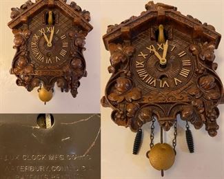 Lux Clock Mfg. Co Waterbury Conn. Miniature Coo Coo Clock