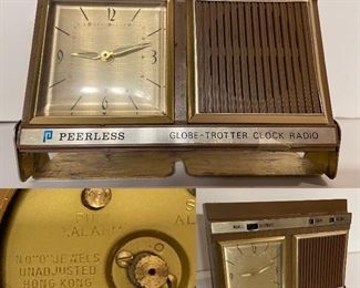 Vintage Peerless Globe-Trotter Clock Radio Made in Hong Kong