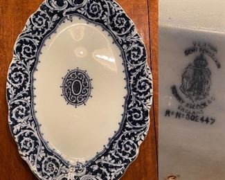 Flo Blue Henry Alcock England 16-1/2”Platter