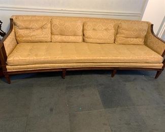 #28	Gold Curved Sofa w/feather Seat Back Cushion w/solid Back 90" Long 	 $100.00 
