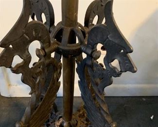 #29	Vintage Cast Iron Decorative Oil Lamp on Wheels w/Dragons & Feathers - Super Heavy 55" Tall - You Move	 $500.00 
