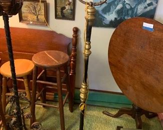 #68	Gold-painted over Wood  (as is) Floor Lamp - as is heavy	 $30.00 
