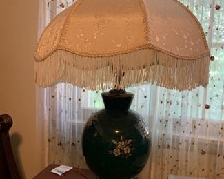 #136	Green Ginger Jar Lamp w/Brass Base 29" Tall	 $40.00 

