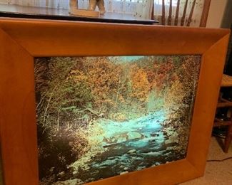 #137	Wood Framed Pic w/water that lights up   36x28 - HelmScene 	 $50.00 
