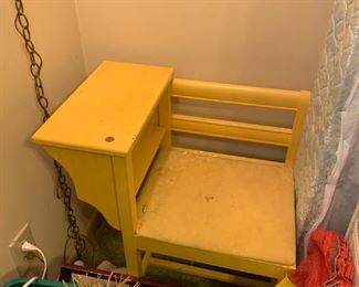 #158	Yellow Painted Wood Telephone Table - 24x17x29	 $60.00 
