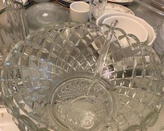 #188	2 pc. Glass Punch Bowl w/Glass Ladle	 $50.00 
