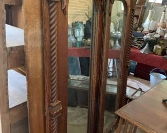 #297	(2) Door Wood Column Framed w/mirror 27.5 x 63 each door  (for cabinet)	 $100.00 
