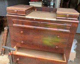 #303	6 Drawer Cabinet w/marble top (drawers don't slide well) on wheels Antique 43x19x42	 $60.00 
