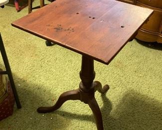 #320	Square pedistal Table   17.5 square x 27 Tall  (as is top)	 $30.00 
