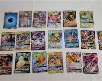 17 GX,V & VMAX Pokemon cards & 2 gold trim Pokemon cards