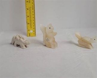 Onyx animal figurines.
