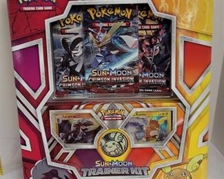 Sun and Moon Trainer kit. Includes 2 30 card decks, each contains specialty foil card, and online code and more.
