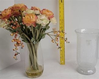 2 Decorative vases. with faux flowers.