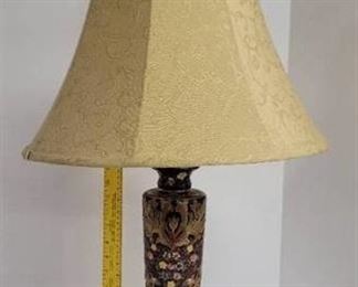 Antique cloisonne lotus Japanese enamel table lamp.