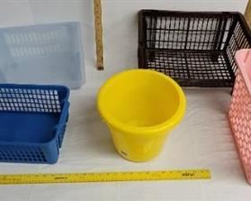 Plastic totes and organizers.