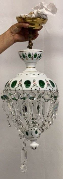 ceramic chandleier with crystal prisms