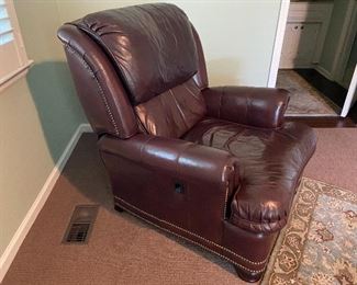 Hancock and Moore leather chair. Back reclines, but there is no footrest