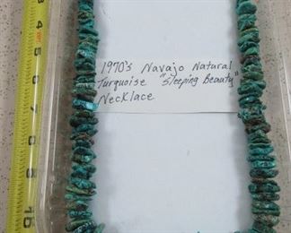 1970's Navajo Natural Turquoise "Sleeping Beauty" Necklace