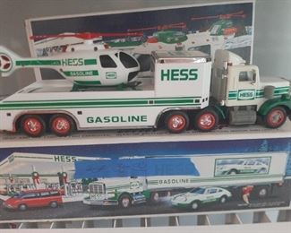 Collectible Hess tractor trailer with helicopter