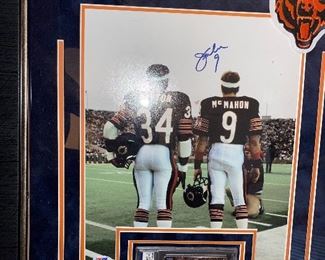 Autographed Walter Payton card and McMahon picture