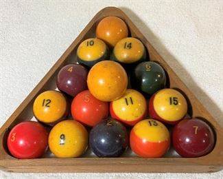Vintage Pool Balls and Rack