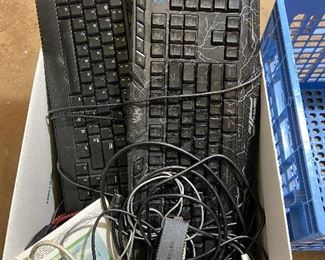 Lot Computer Cords Keyboards and Mice