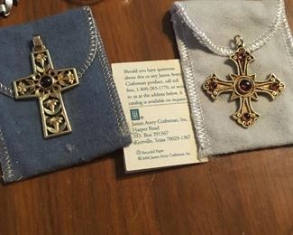 2!!! Stunning 14k gold James Avery cross pendants.