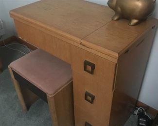 Mid Century Sewing Table / Machine with Stool $ 148.00
