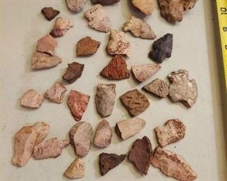 Asst'd Broken arrowheads, stones & Pottery chips