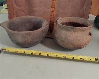 2 Pots, chipped & cracked. No repairs