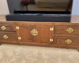 $475  Baker Furniture Chinoiserie low dresser/cabinet - 22" H, 67.5" W, 17" D. (Television not for sale)