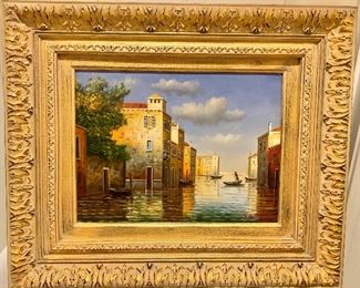 $150  Framed signed  Biancci Venice giclee painting  #1 - 22" H x 26" W. 