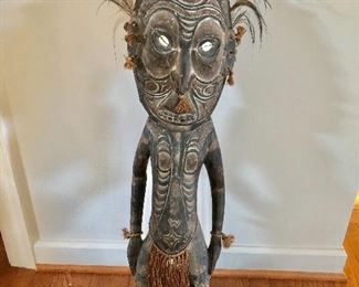 $450  Large wood carved figure.  35" H, 10" W, 5" D.