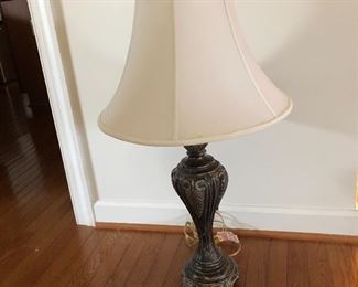 $85Table lamp with decorative metal base.  31" H, base 7" x 7".  