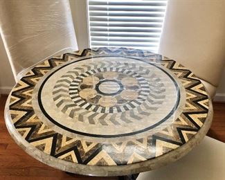 $595  Inlaid marble table 42" Diameter, 29.5" High 