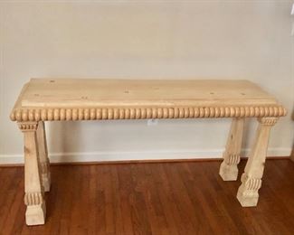 $350  Montecito Collection  solid wood console table.  64.5" L, 20" W, 33" H. 