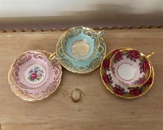 $45 each Paragon cup and saucer sets Far right and left  SOLD