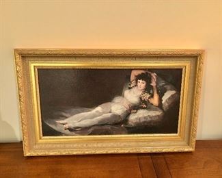 $150  Reclining woman, giclee painting on canvas  15" H x 26" W. 