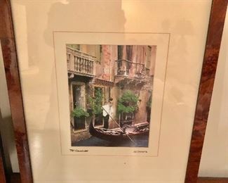 $70  Martin Roberts "The Gondolier"  signed Venice gondola scene, embellished photograph.  22" H x 18" W.   
