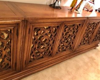 $495 Wood carved bar or buffet 108" 31.5" H by 108" L by 19" D