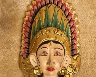 $40  Head dress framed  mask or wall hanging   16" H, 9" W. 