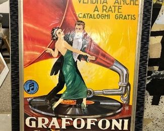 $120   Grafofoni Columbia large framed poster 58" H x 43" W. 