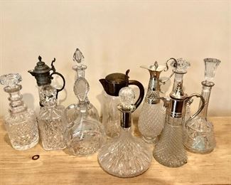 $35 each Large collection of decanters 