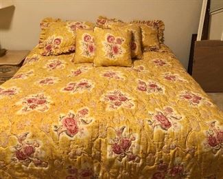 $225 Quilted floral bedding for king bed and pillows  #2