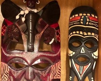 $30 each wood masks colorful designs 