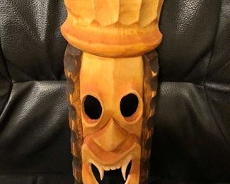 $30 Carved wood mask or wall hanging 