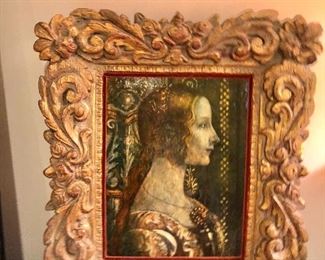 $195  Framed figure of woman, giclee on canvas,  23" H, 19" W.  